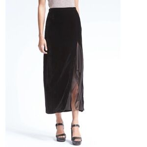 NWT Banana Republic x Olivia Palermo black velvet maxi skirt w slit whimsigoth 6
